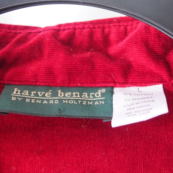 Harve Benard by Benard Holtzman Red Button Front Corduroy Long Sleeve Top Size L - Picture 5 of 9